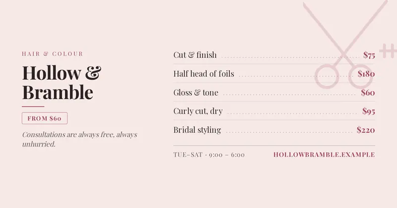 Salon Services Open Graph image template